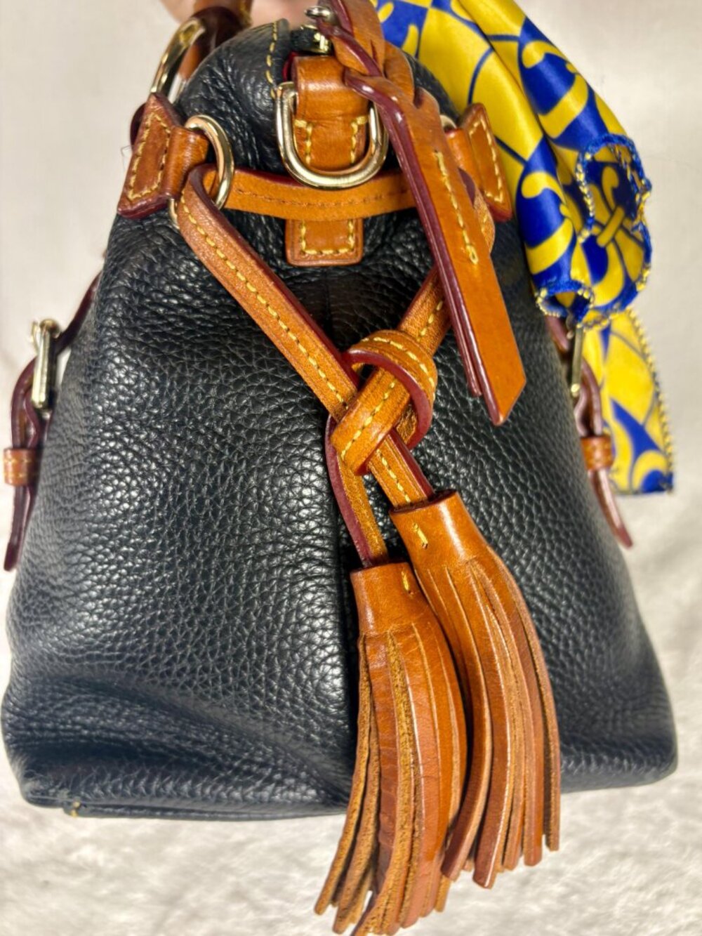 Dooney & Bourke Bristol Satchel in Black with Matching Attached Pouch and Scarf - Picture 7 of 15